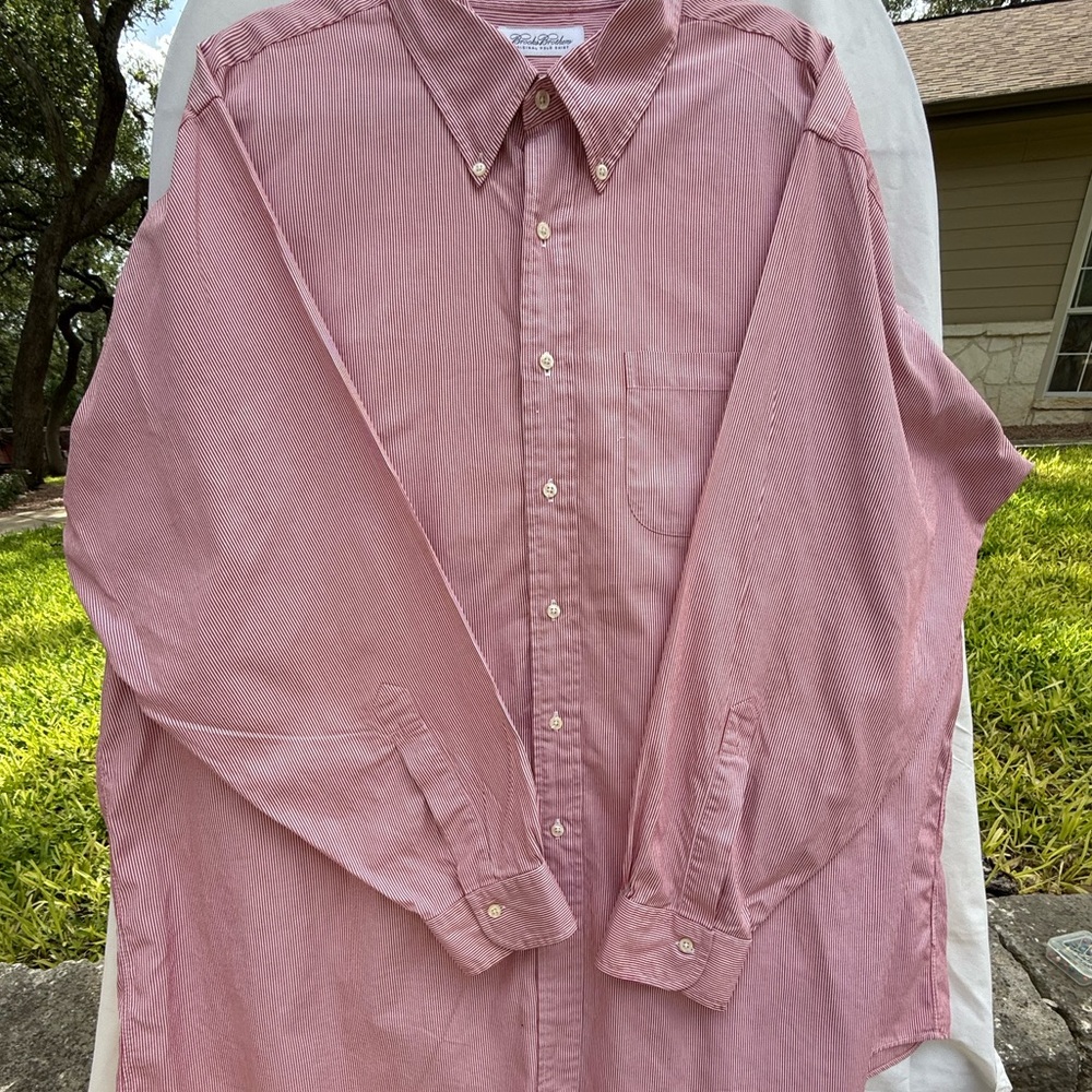 Brooks Brothers Red & White Pin Stripe Casual Button Down Shirt Size 19-35 (2XL) - Picture 9 of 15